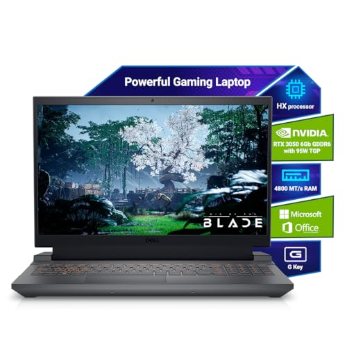 Dell G15-5530, Intel Core i5 13th Gen -13450HX, RTX 3050-6GB, 16GB DDR5, 512GB SSD, FHD, 15.6"/39.62cm, 120Hz, Windows 11, MS Office 21, Dark Shadow Grey, 2.65KG, G15-5530, Backlit KB, Gaming Laptop