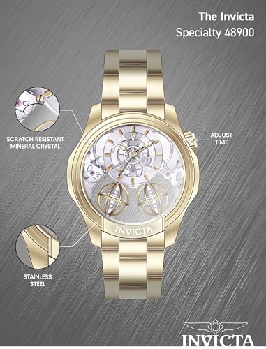 Invicta Specialty Men 46mm Stainless Steel Gold Gold dial PC21AF Quartz