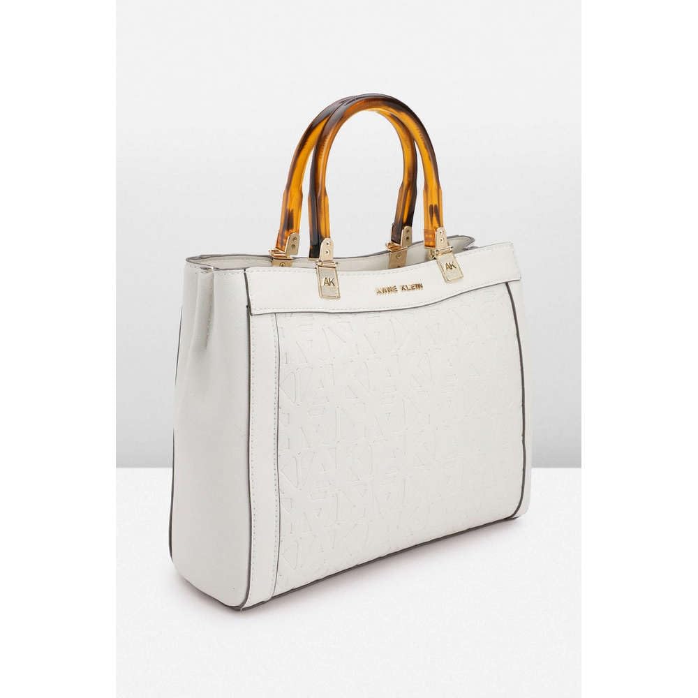 Anne Klein Faux Leather Zipper Closure Women's Satchel Bag (Grey, XL)