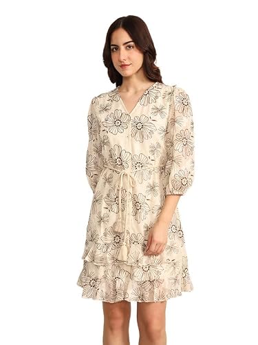 Kazo Crimson Mini Dress with Belt (Multicolor 2XL)