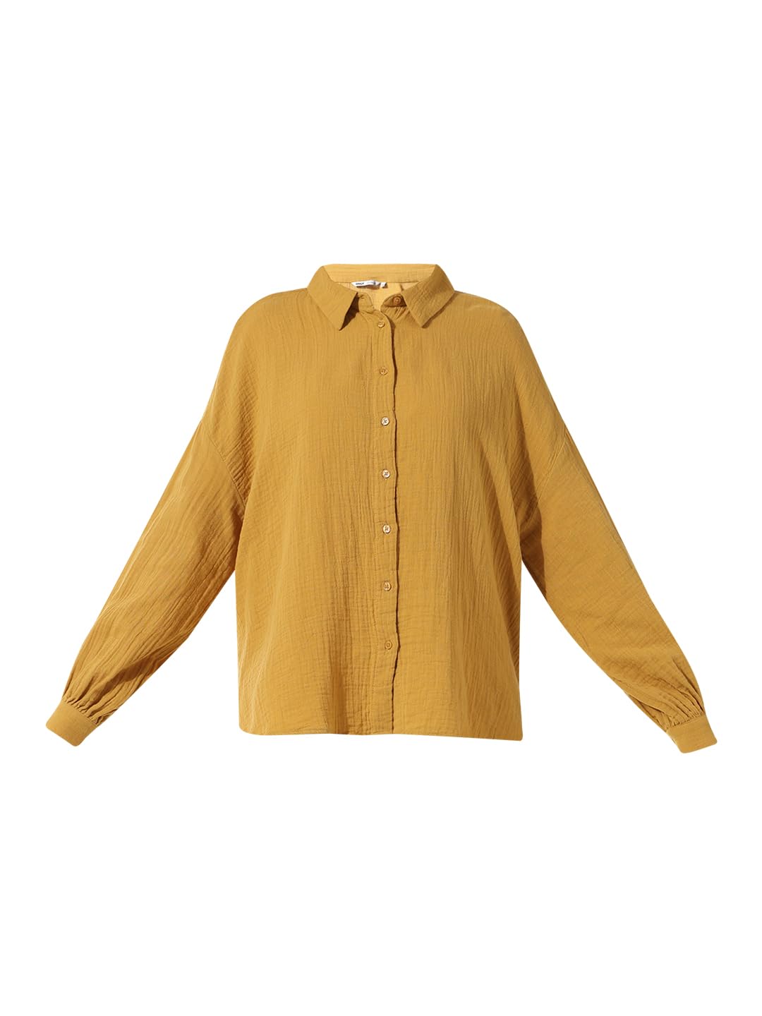 ONLY Women's Solid Oversized Fit Shirt (15334564-Harvest Gold_Harvest