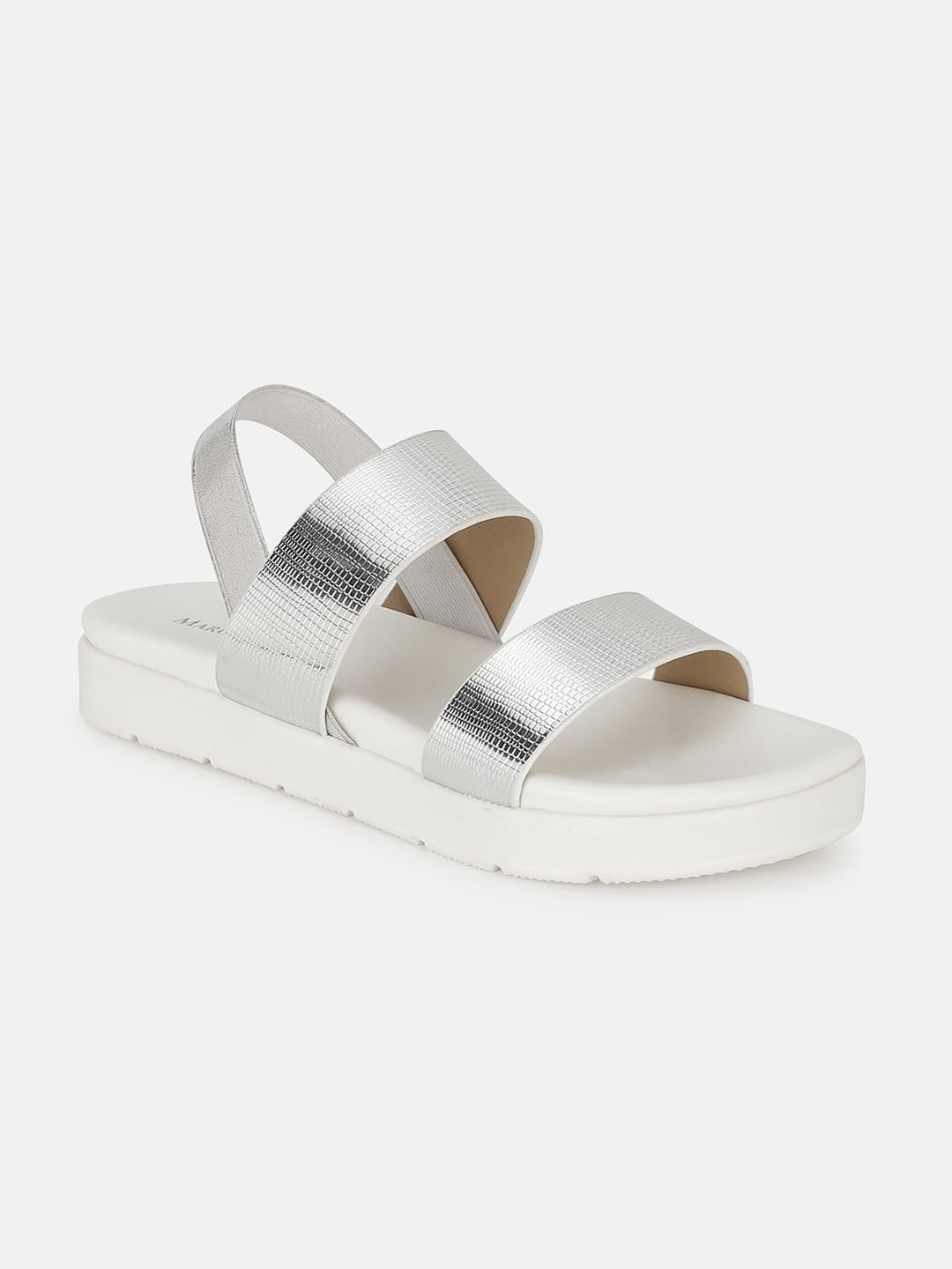 Marc Loire Women Embellished Platform Heel Fashion Sandal with Adjustable Ankle Strap (Silver, 4)