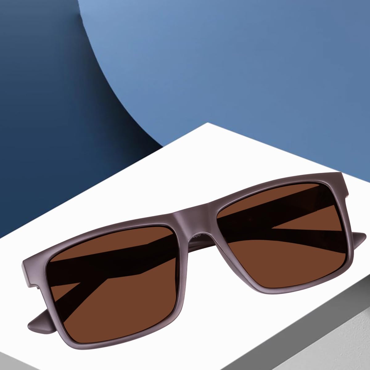 Poshh Eyewear Square UV Protection Polarised Sunglasses for Men Women Male Sunglass for Fishing Driving Travelling Style (Matt Brown)