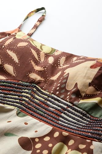 Label RITU KUMAR Strappy Printed Long Dress Brown