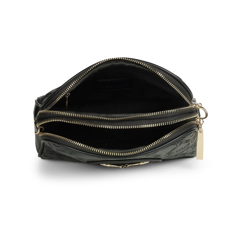tresmode BERGEN Black Vegan Leather Sling Bag
