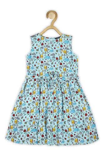 Allen Solly Girl's Polyester Blend Modern Knee-Length Dress (AGDRERGFQ17377_Blue