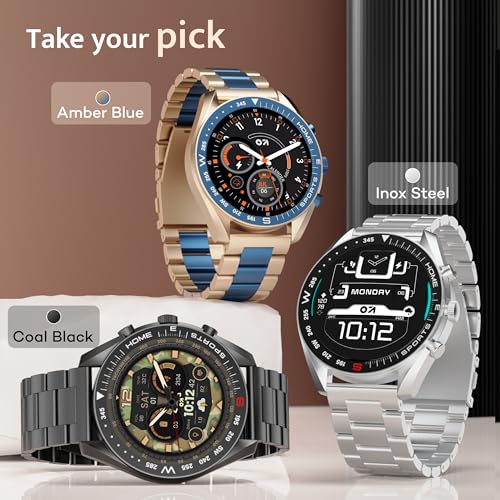 GOBOULT Mirage Smart Watch 1.39''HD Screen, Bluetooth Calling, IP67, Zinc Alloy Frame, 500 Nits Brightness, AI Voice Assistant, SpO2 Monitoring, 120+ Sports Mode (Inox Steel)