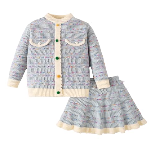 Hopscotch Girls Full Sleeves Textured Print Grey Skirt set For Ages (3-4 Years)