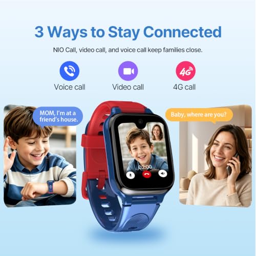 LAGENIO K9 Kid AI Smartwatch with GPS and Phone, 1.78'' AMOLED 4G for Kids with Video Call, Alarm Clock, School Mode, IP68 Waterproof Kids Smartwatch for Teens Ages 6 and Up