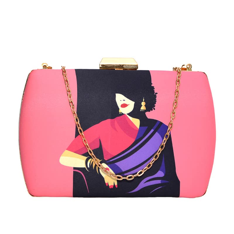 Artklim Printed Pink Lady Clutch