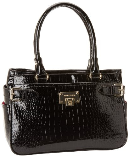 Anne Klein Croco Luxe Satchel, Black, One Size