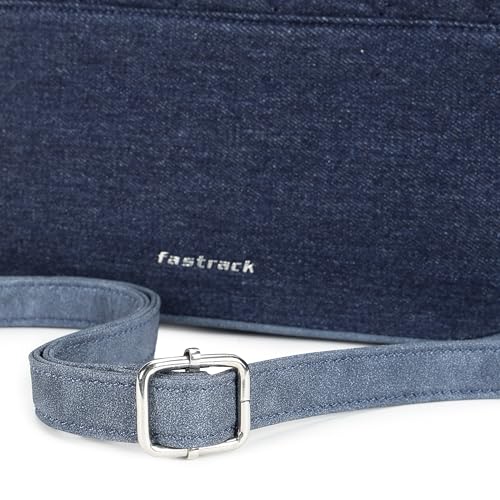 Fastrack Indigo Denim Sling Bag | Dual Closure – Magnetic Button & Zipper | Spacious Main Compartment with Dual Internal Pockets (1 Zippered) | Adjustable & Detachable Strap | 6-Month Warranty
