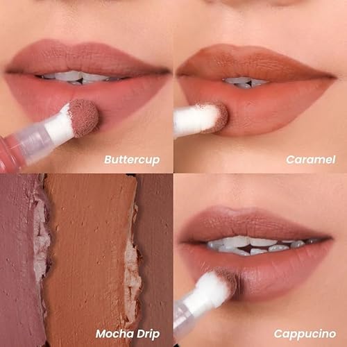 LAMIOR Blurry Fudgy Lip Tint - Combo of 3, Shade - Mocha Drip | Ultra Velvety Matte | Transfer Proof & Hydrating Formula | Long-Lasting Lip Tint with Cushion Applicator | Vegan & Cruelty-Free