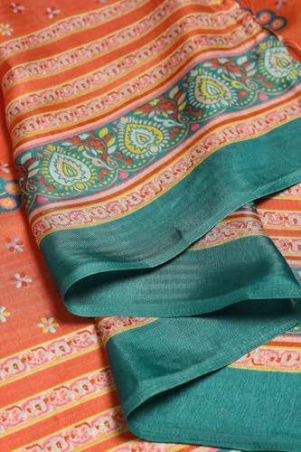 Soch Womens Orange Pashmina Floral Print Saree
