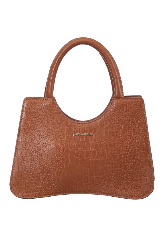 Satya Paul Brown Caramel Leather Tote Hand Bag for Women