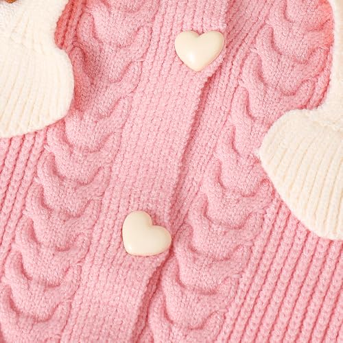 Hoscotch Girls Textured Pink Full Sleeves Skirt Set For Ages (4-5 Years)