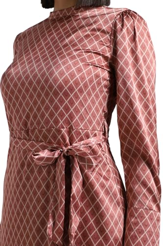 Allen Solly Women's Polyester Blend Modern Knee-Length Dress (AHDRWRGFQ60089_Brown