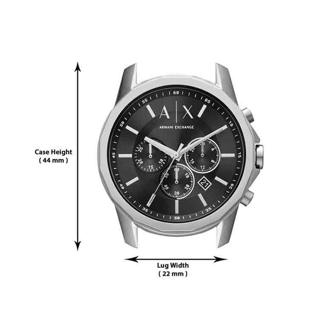 Armani Exchange Men Stainless Steel Silver Chronograph Watch Ax1720, Dial-Color:Black, Band Color:Silver