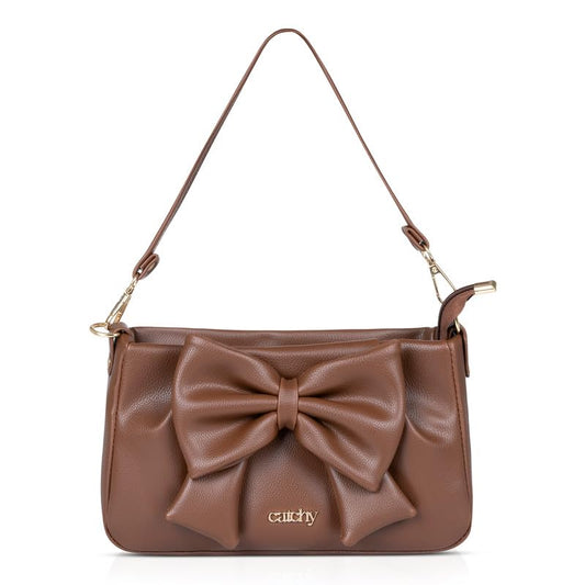 Catchy || Elegant Brown Bow Handbag – Stylish PU Leather Shoulder Bag for Women