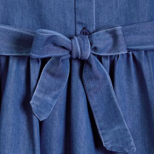 Hopscotch Girls Blue Full Sleeves Lace Trim Denim Dress for Age (5-6 Years)