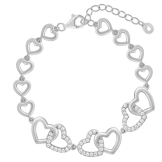 GIVA 925 Silver Interlocked Heart Duo Bracelet | Gifts for Girlfriend, Gifts for Women & Girls| With Certificate of Authenticity and 925 Stamp | 6 Month Warranty*