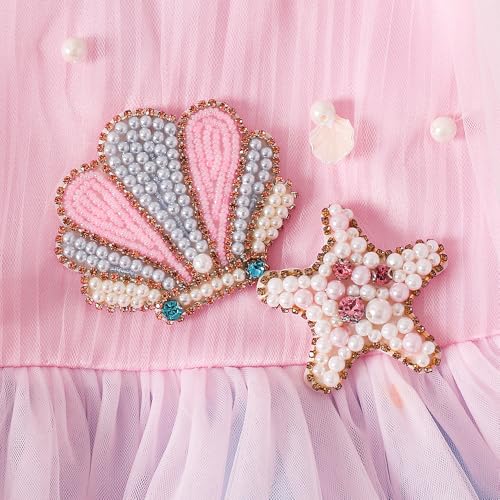 Hopscotch Girls Beige Sleeveless Mermaid Shell Cape Party Dress for Age (18-24 Months)