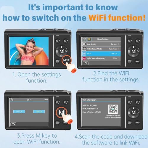 CAMKORY Digital Camera, FHD Kids Cameras for Photography, 4K 44MP Compact Point and Shoot Camera for Kids, Teens and Beginners with 32GB SD Card, 2 Rechargeable Batteries, Gray