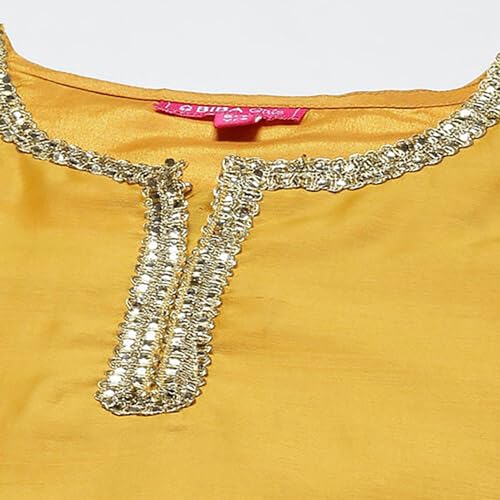 BIBA Girls Polyester Straight Solid Suit Set(KW5016E_13_Yellow)