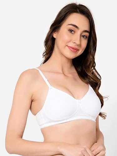 Clovia Women's Cotton Non-Padded Non-Wired Full Coverage Multiway T-Shirt Bra (BR3002T18_White_36D)