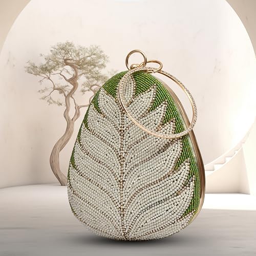 For The Beautiful You Green Handcrafted Women's Clutch (eg-132)