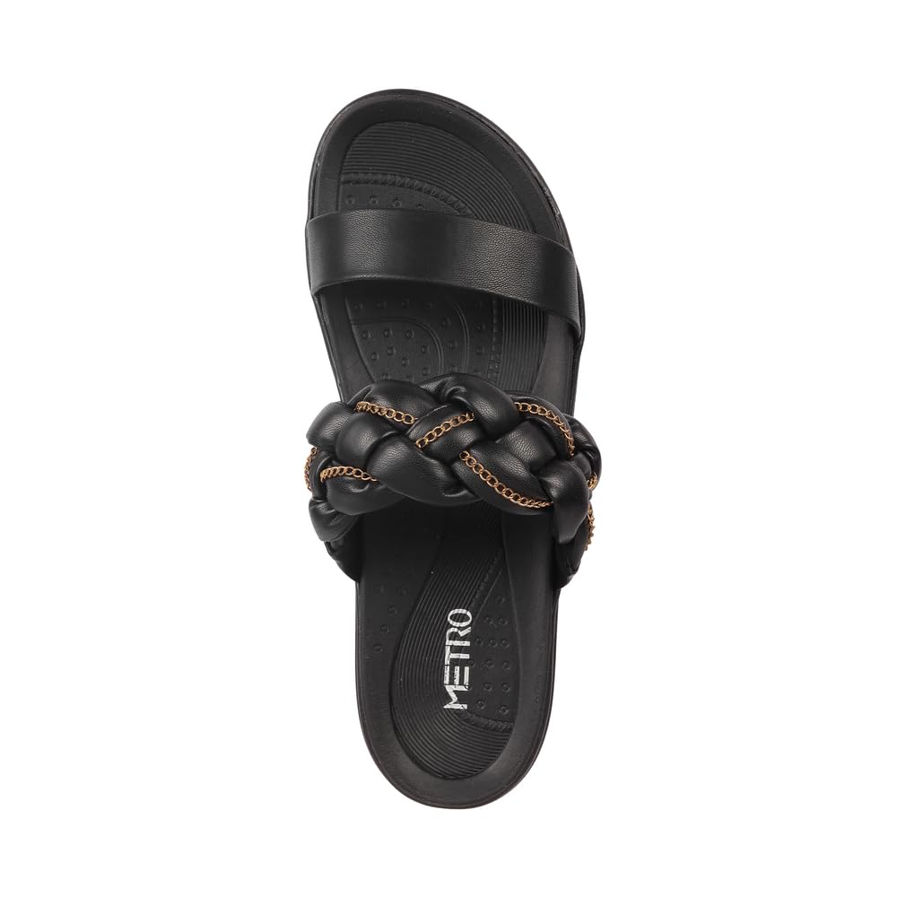 Metro Women Black Unique Weave-Like Strap Platform Heel Fashion Sandal UK/5 EU/38 (41-291)