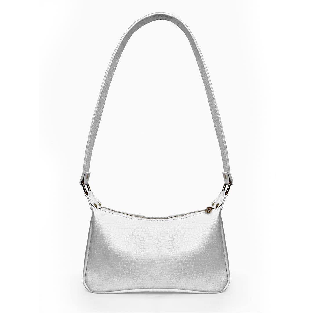 Modern Myth Sling Bag PU Leather White Retro Shoulder Bag With Twin Pockets for Women