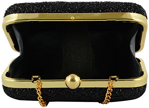 DUCHESS Handicraft Black Sequin Box Clutch for girls