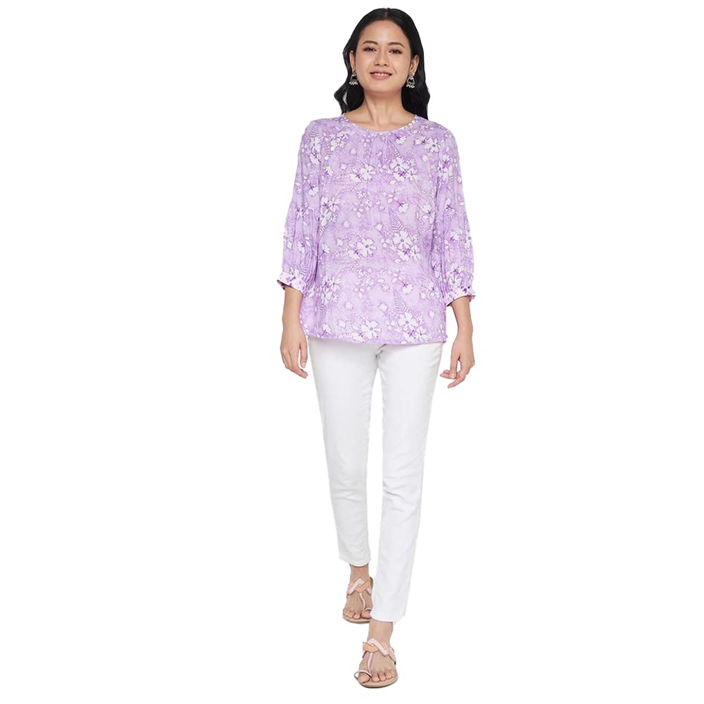 global desi Women's Regular T-Shirt (SS22GH116TPMD_Lilac XL)