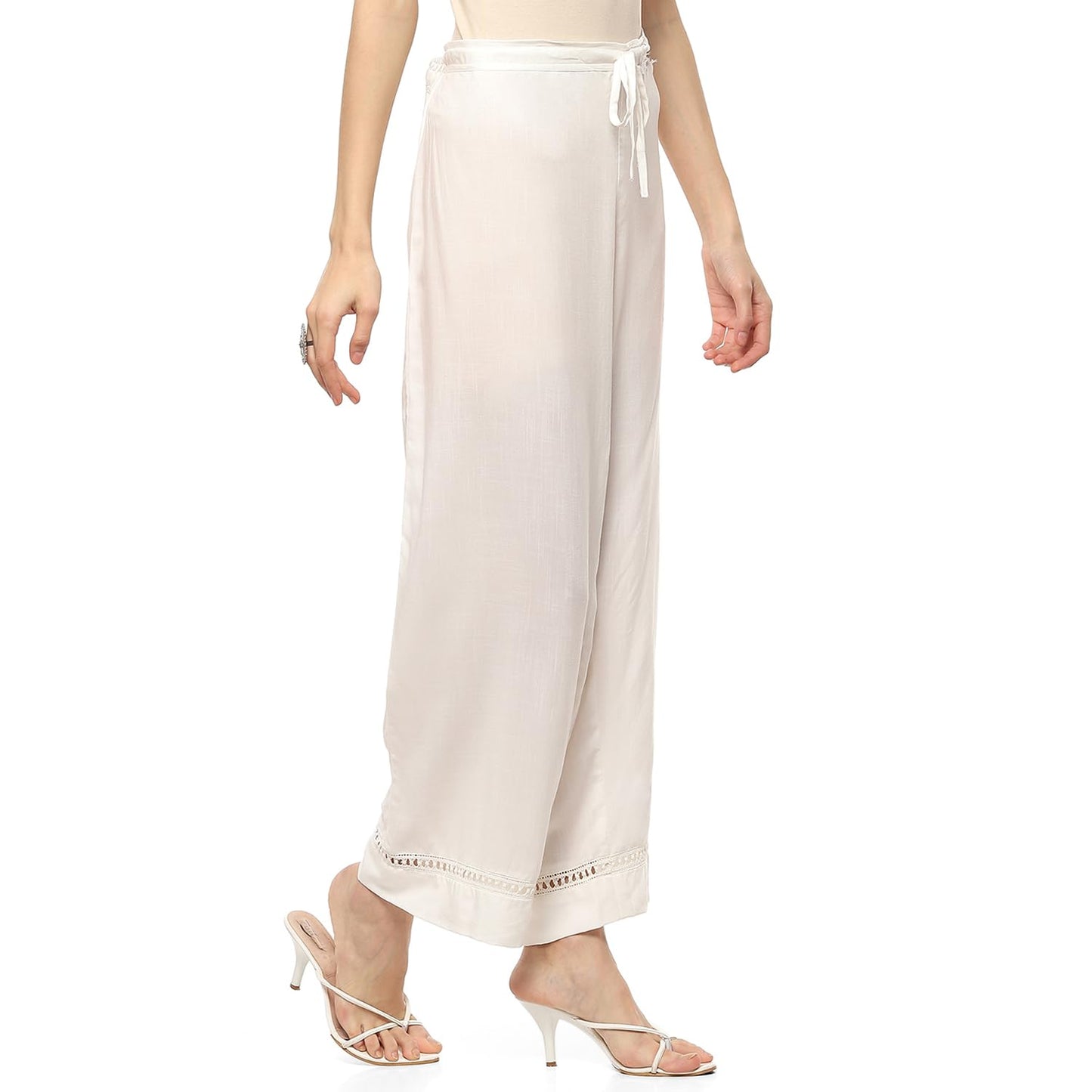 BIBA Women Solid Regular Mid Rise Mix and Match Pants (Boho STORY20143_Off White_L)