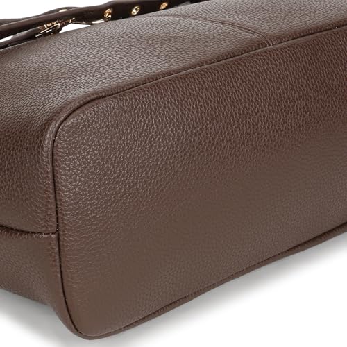 Fastrack Gilded Lock Brown Shoulder Bag | Pebbled Faux Leather Handbag with Swivel Clasp Front | Spacious Zip Closure Bag with Organizer Pockets & Dual Handles