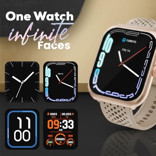 Toreto Eclipz Arc Smartwatch with 1.81" IPS Display, Bluetooth Calling, IP67 Water Resistance, 22mm Silicone Strap, 12-Day Battery, iOS & Android Compatible (Arctic Silver)