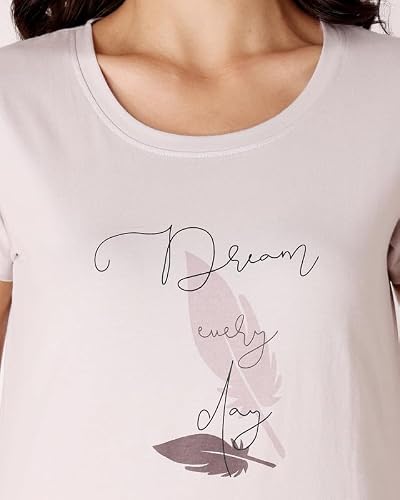 BODYCARE Women's Cotton Printed T-Shirt and Capri Set | Soft & Breathable Nightwear | Short Sleeves | Loungewear Co-Ord Set| BSCS16036_100 Multicolour