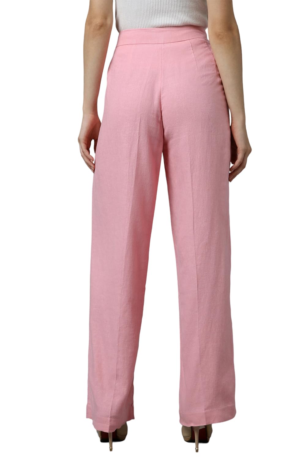 Women Pink Regular Fit Solid Casual Trousers
