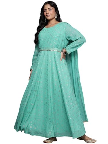 Ethnic Motifs Printed Sequence Detail Draped Maxi Dress