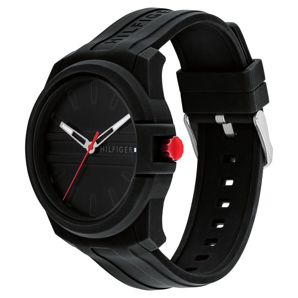 Tommy Hilfiger Quartz Analog Black Silicone Strap for Men-TH1710596W