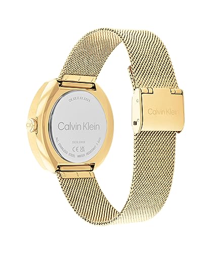 Calvin Klein Shape Qtz Multifunction Champagne Round Dial Women's Watch|Stainless Steel Material|Multi Color Band - 25200339