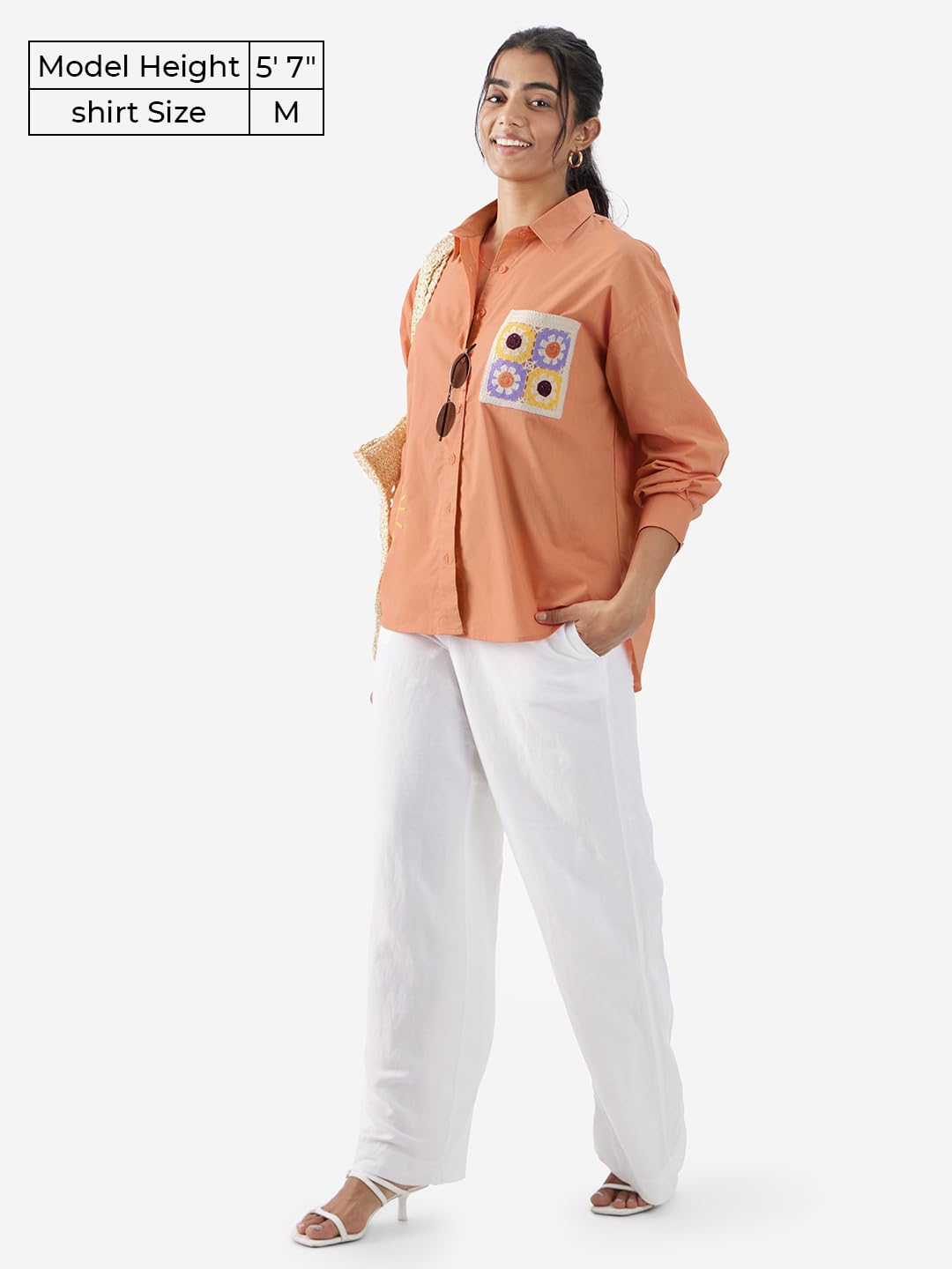 The Souled Store Coral Rose Women and Girls Long Sleeve Collared Neck Button Front Cotton Boyfriend Shirts