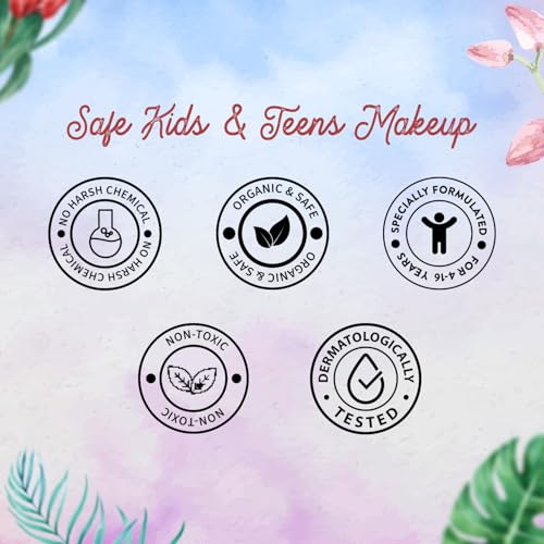 Whimsy Beauty Organic & Safe Sling Bag Makeup Kit | Safe, Non Toxic Beauty Set for Preteen & Teen Girls |Lip & Cheek Tint, Lip Gloss, Eye Glitter & Nail Polish | Vegan & Cruelty Free (Pack of 7)
