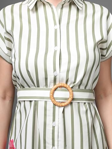 Kazo Avalon Midi Dress with Belt (Olive_XL)