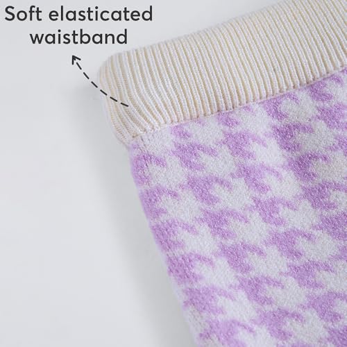 Hopscotch Girls Full Sleeves Purple 2-Pc Houndstooth Textured Sweater & Skirt For Age (6-7 Years)