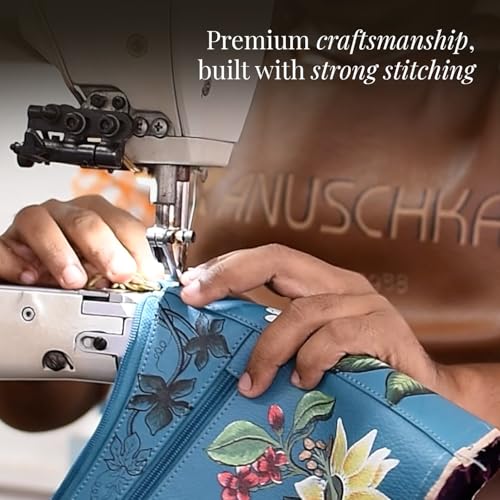 Anuschka Women’s Leather Wallet – Hand-Painted Genuine Leather Wallet with RFID Protection - 1150, Midnight Calavera