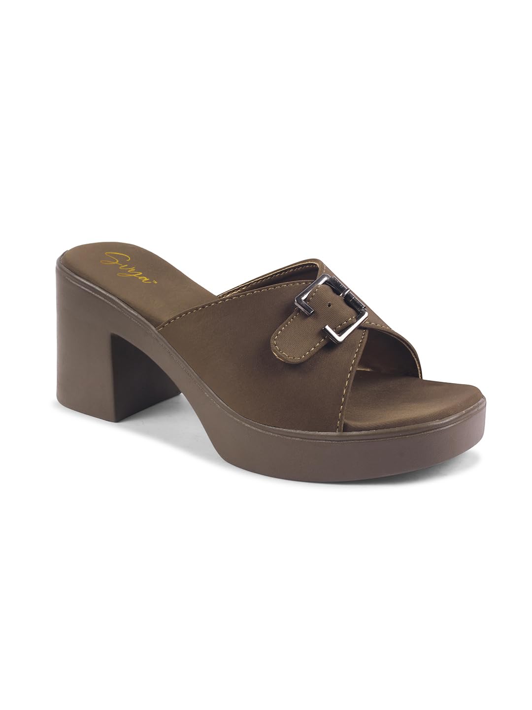 SVYA Comfortable Heel Sandals for Women and Girl. (Mehndi, UK Footwear Size System, Adult, Women, Numeric, Medium, 6)