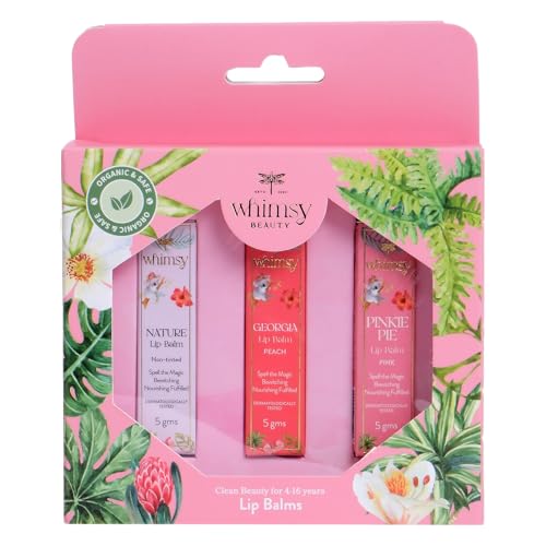 Whimsy Beauty Mini Lipsticks Combo Set for Girls | Hydrating Roll On Lipsticks with Lightweight Comfortable Wear | Ideal Birthday Gift Set | 3 pcs | 4 to 16 Years | Organic, Natural, Chemical Free