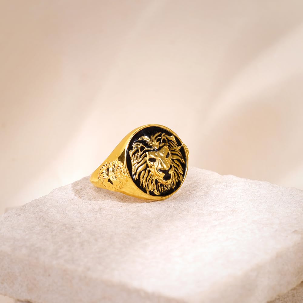 GIVA 925 Silver Golden Roar Of Lion Ring For Him, Adjustable | Gifts for Men and Boys | With Certificate of Authenticity and 925 Stamp | 6 Months Warranty
